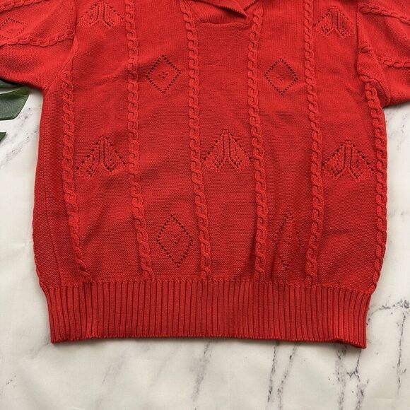 Bay Club Womens Vintage 90s Sweater Size M Red Nautical Collar Short Sleeve - Picture 5 of 11